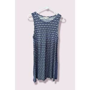 LOFT Blue Sleeveless Sundress with Crew Neck